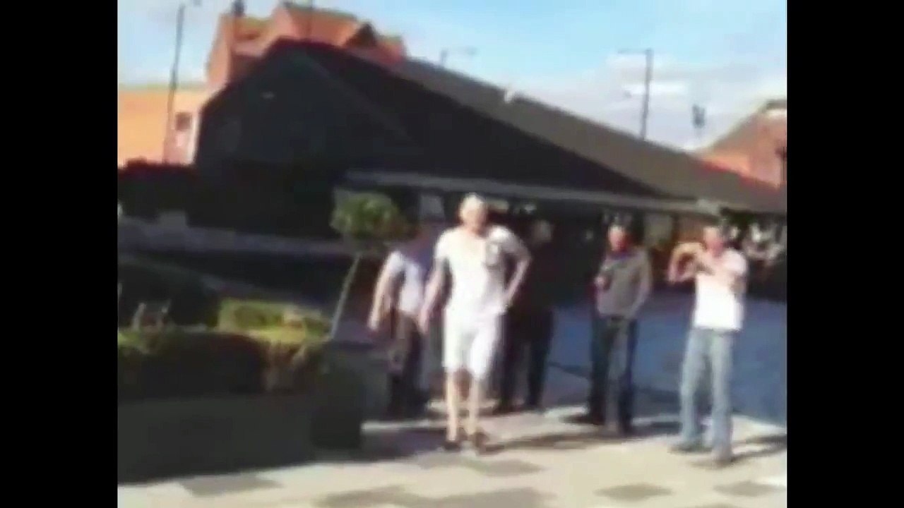 Man epicly fails to jump across the river