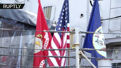 NATO Destroyer USS Oscar Austin docks in Bulgaria during Black Sea mission