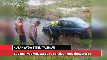 Kütahya'da cadde ve sokaklar göle dönüştü