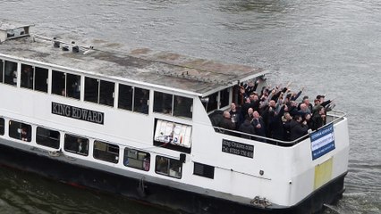 Spurs fans on a boat trip to Fulham 19 Feb 2017