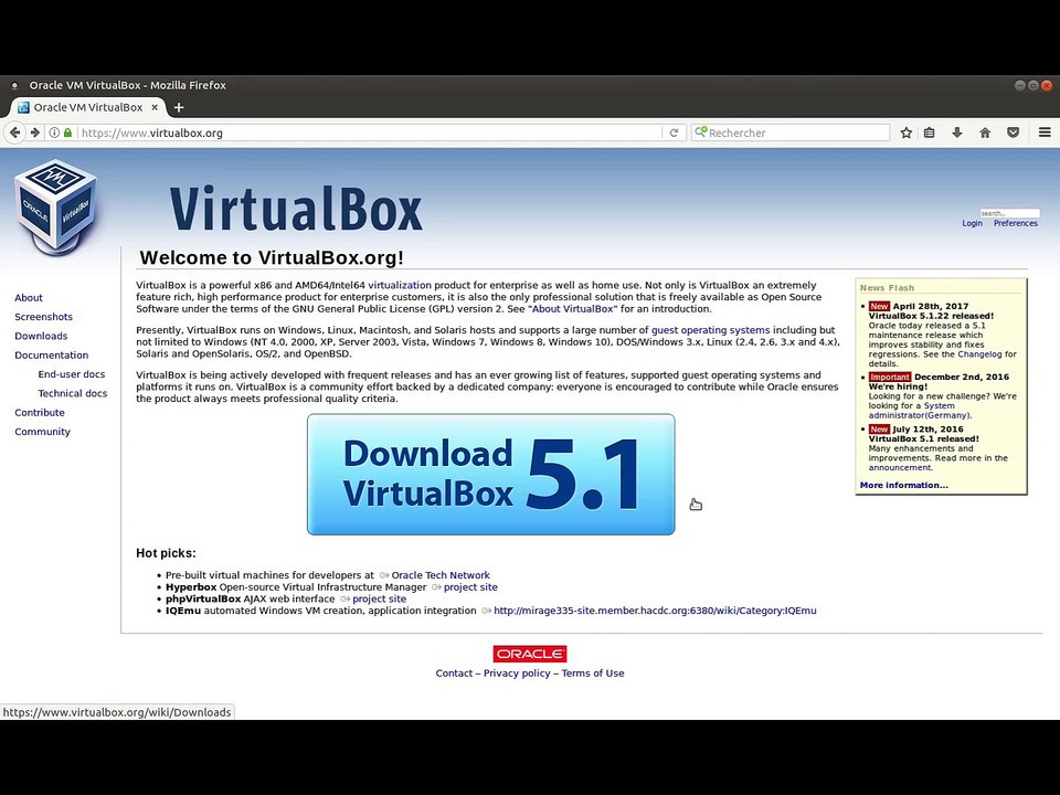 installation de Virtualbox 5.1.22 sur Ubuntu 16.04.2 LTS