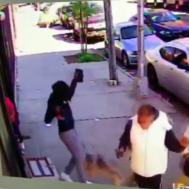 Cette femme tente de protéger son chien d'une attaque de chat en le faisant voler...