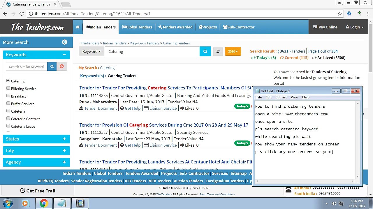How to search Catering Tenders - www.thetenders.com