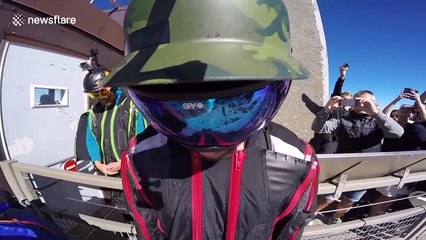 Daredevil performs extreme base jump on Mont Blanc