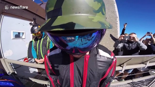 Daredevil performs extreme base jump on Mont Blanc