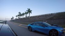 Tesla P85D Insane Mode vs BMW i8 Drag Racing from a Stop