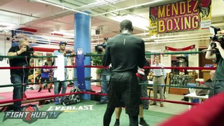 Crawford vs. Diaz - Terence Crawford putting in work on the mitts in media workout