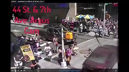 The moment the Honda Accord rushes into the crowd in Times Square