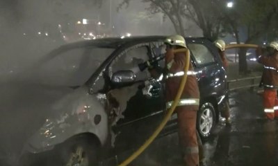 Mobil Terbakar, Arus Lalu Lintas Grogol Macet