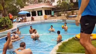 IPL 2017 -- Sunrisers players having fun in pool -- Warner -- Bhuvi -- Rashid khan