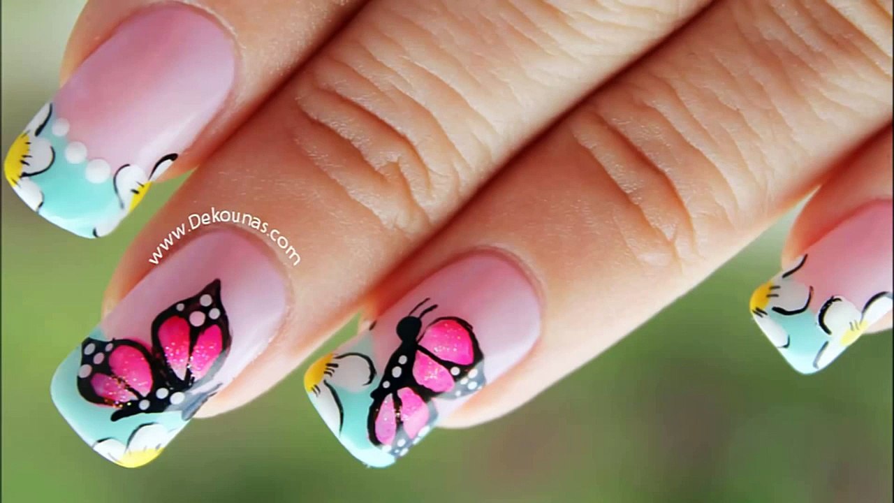 Decoracion de uñas mariposas - Butterfly Nail Art Tutorial - Nail Paint 2