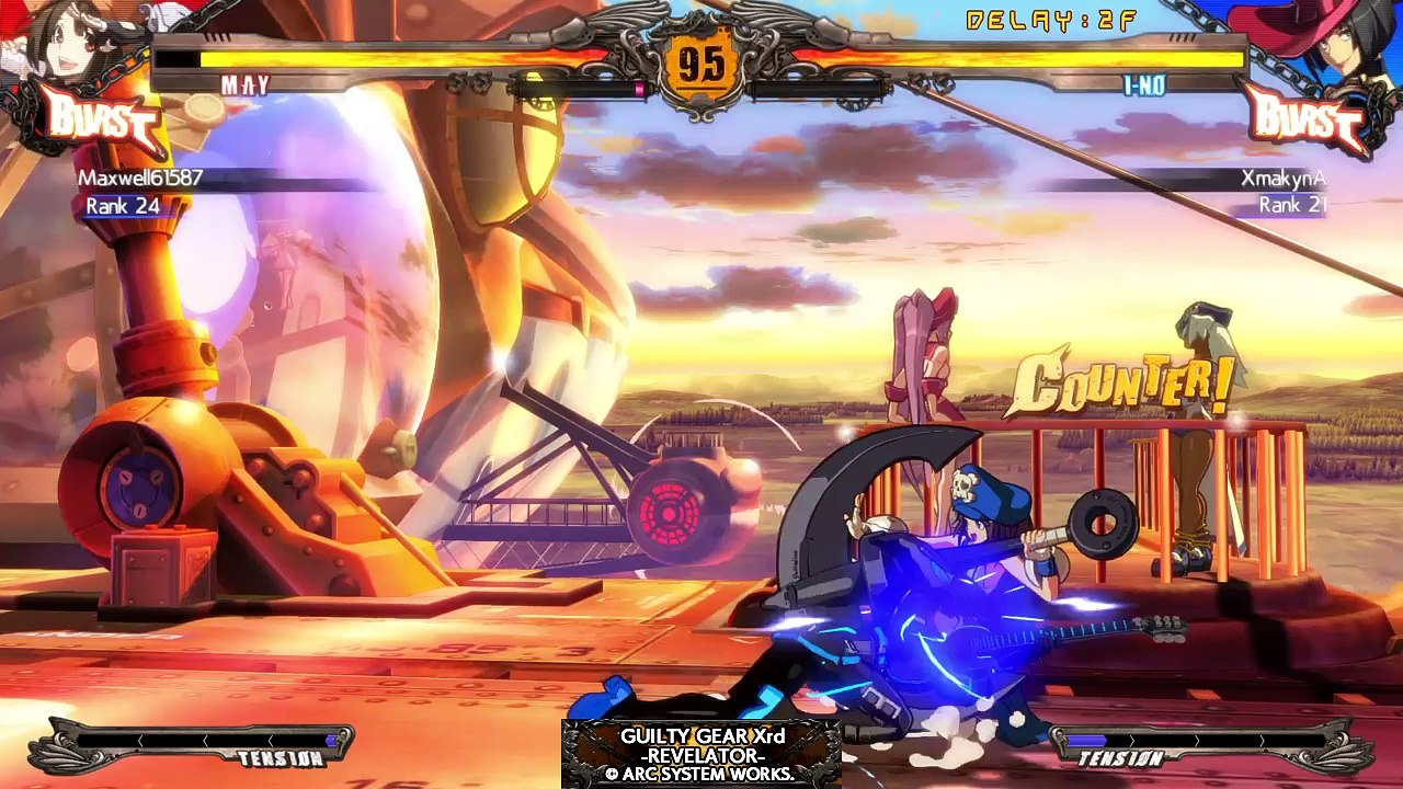 Guilty Gear Xrd -Revelator- Jump spamming May RQ in ranked