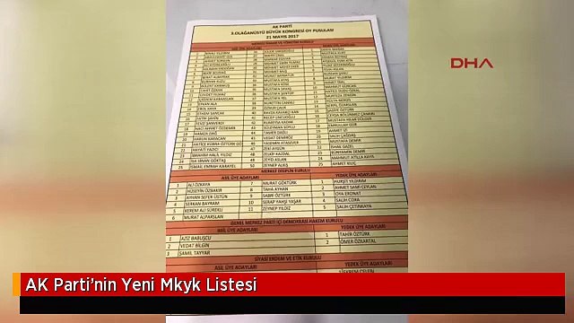AK Parti'nin Yeni Mkyk Listesi