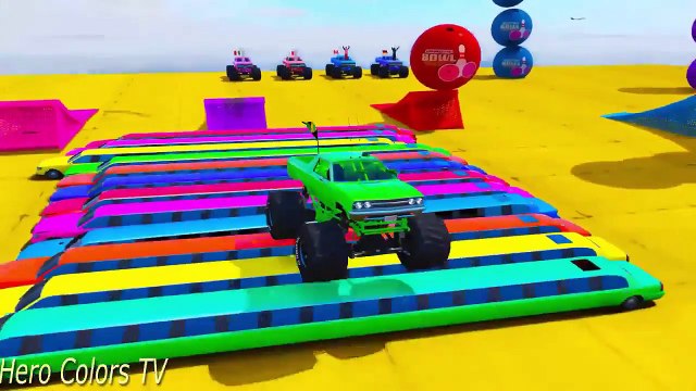 LEARN COLORS OffRoad Cars on Color Long Cars w Spidermen in Video Learning Colors for Children