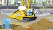 Yellow JCB Excavator with The Crane & Tractors - Real Diggers | Cars & Trucks Construction Cartoons