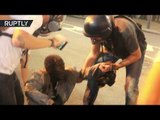 RAW: Man in wheelchair knocked over by police vehicle during Rio protests