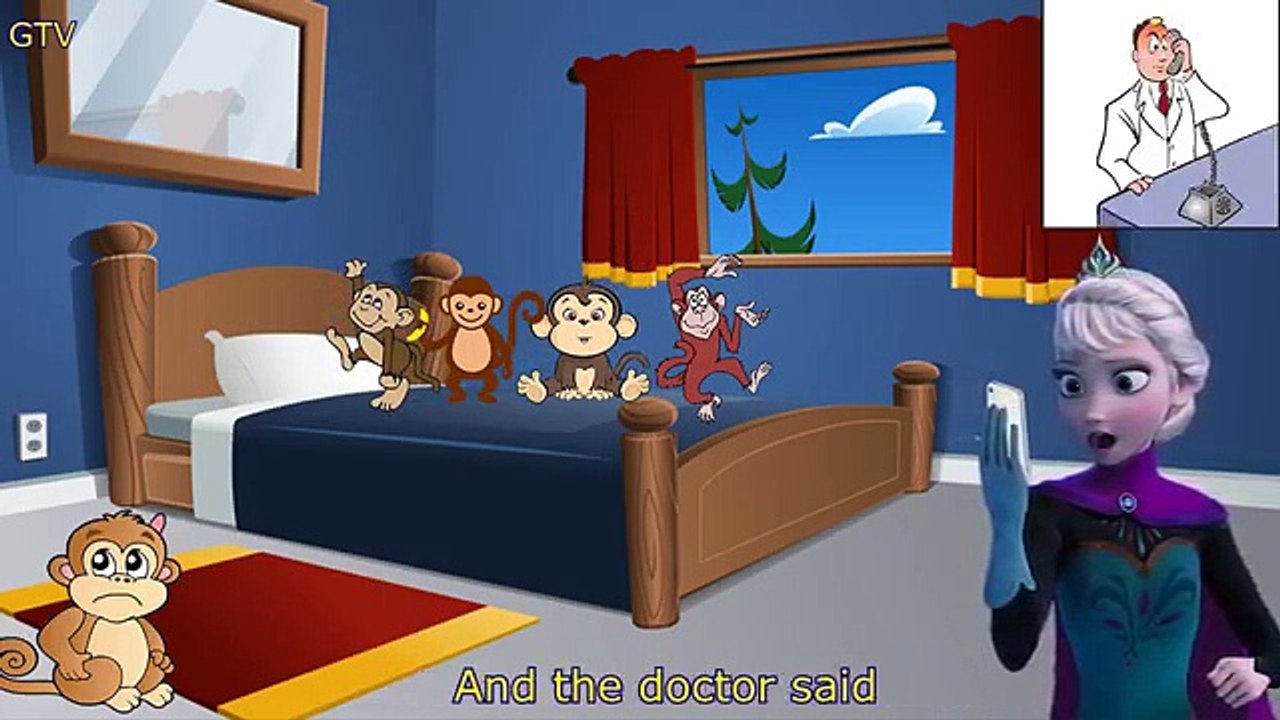 Frozen Five Little Monkeys Jumping On The Bed - Frozen Songs Disney Nursery Rhymes