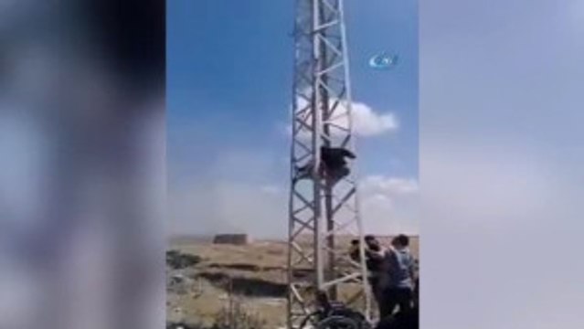 Filistinli Bacaksız Genç, İsrail Sınırında Elektrik Direğine Filistin Bayrağı Çekti