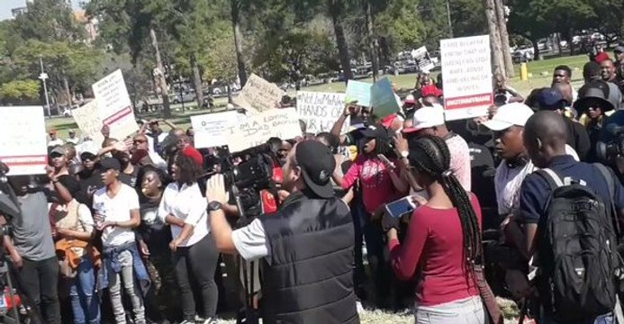 Marchers Arrive at Union Buildings to Protest Violence Against Women