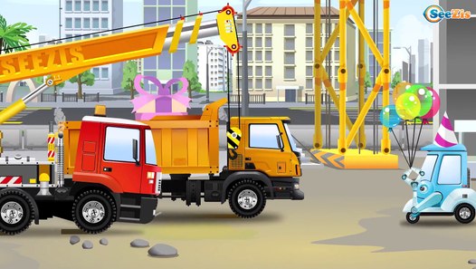 truck and jcb cartoon