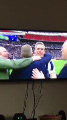 Neil Harris and Steve Morison shouting at invading Millwall fans!