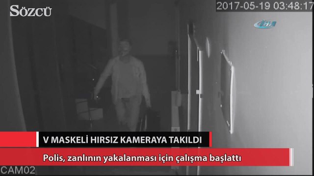 V maskeli hırsız kameraya takıldı