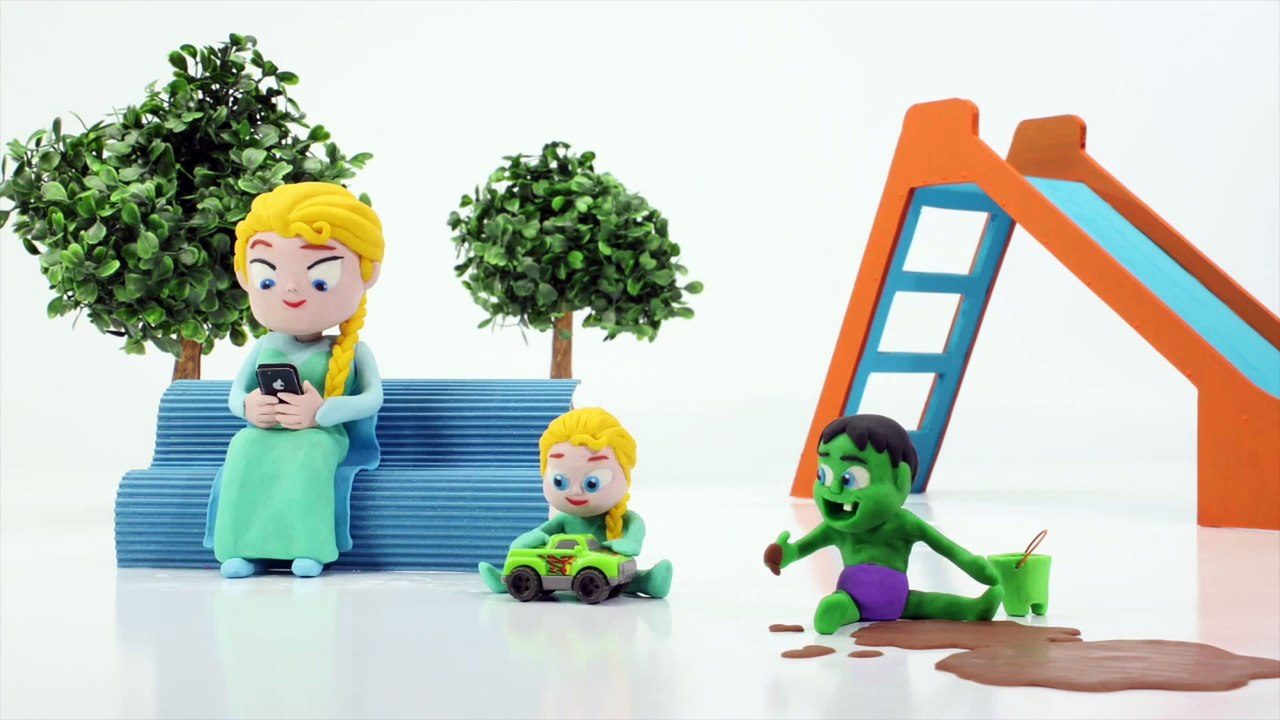 BALD FROZEN ELSA PRANK  Superhero Cartoons for Kids Play Doh Animation Videos