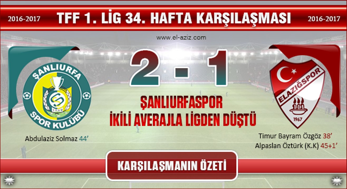 Şanlıurfaspor 2-1 Elazığspor özet