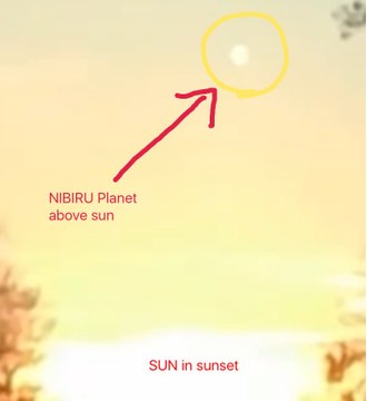NIBIRU Planet caught above sun in sunset clear view of Planet