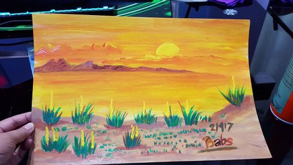 Teaching Kids How to Paint this Sunset Painting