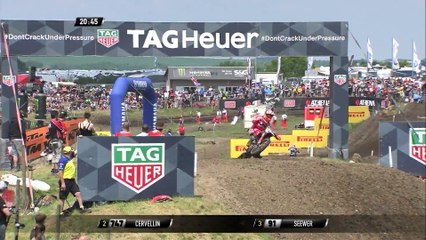 MXGP of Germany Jeremy Seewer passes Michele Cervellin