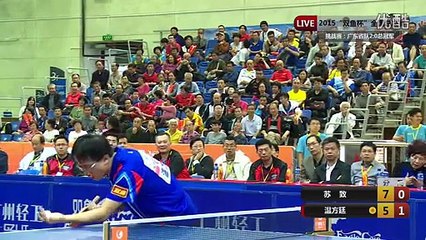 第三场：温方廷VS苏致2015年广州轻工双鱼杯百姓乒王黄金大赛年度总决赛冠军队VS广东省队 标清