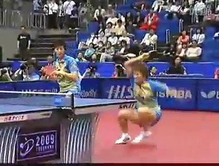 2009年世界乒乓球锦标赛女双半决赛绝顶削球 标清