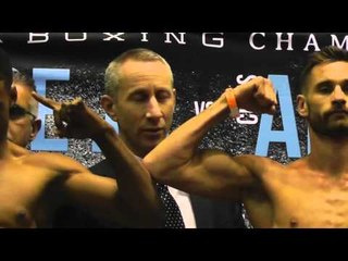 Chris Algieri and Errol Spence get into it at weight in.