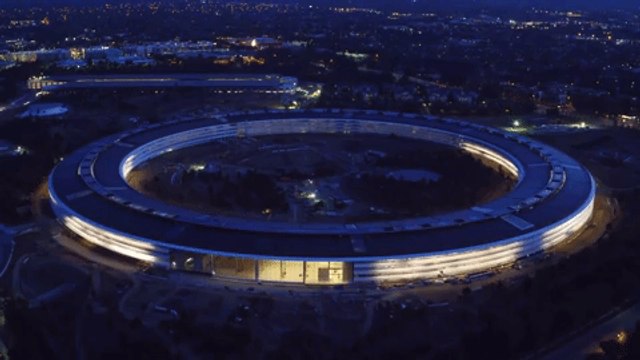 Drone Captures Stunning Footage of Apple Park at Sunset
