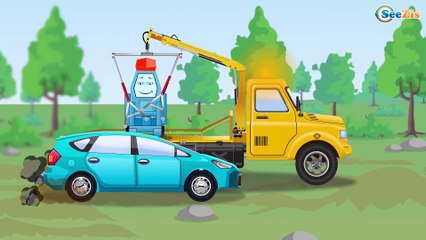 The White Ambulance w Police Cars - Race in the city 2D Animation Cars & Truck Cartoons for children