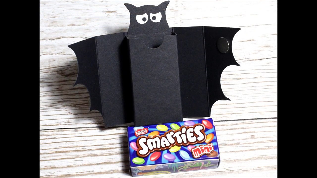 Anleitung Smarties- Verpackung als Fledermaus für Halloween (gemacht mit Produkte
