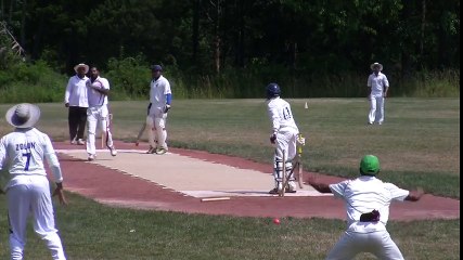 Mohammad Khalil of NJ Rebels wickets against Holmdel Cricket Club