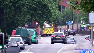Ambulance & Fire engines responding with siren and lights in Bristol