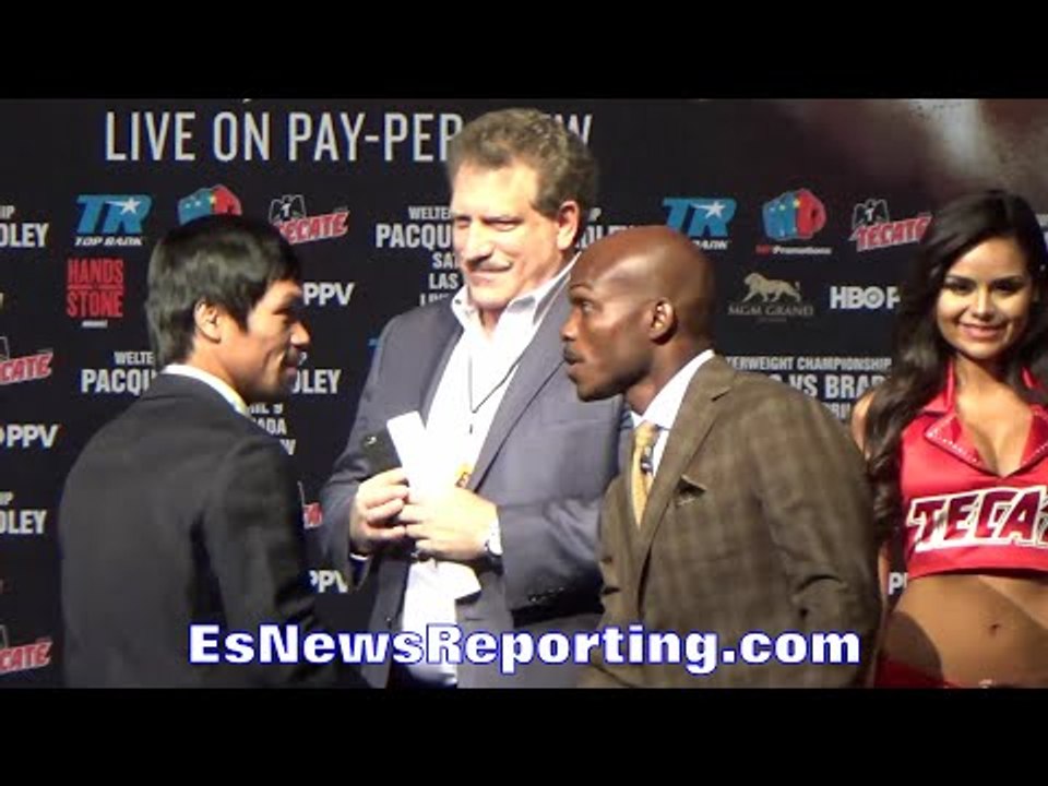 MANNY PACQUIAO & TIMOTHY BRADLEY POSE DOWN RIGHT BEFORE MEDIA 3 DAYS AWAY FROM FIGHT NIGHT!!!