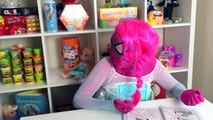 Spiderman vs Joker vs Frozen Elsa - Frozen Elsa Pink Spidergirl Rainbow Hair! - Funny Superheroes  -)-lfDi
