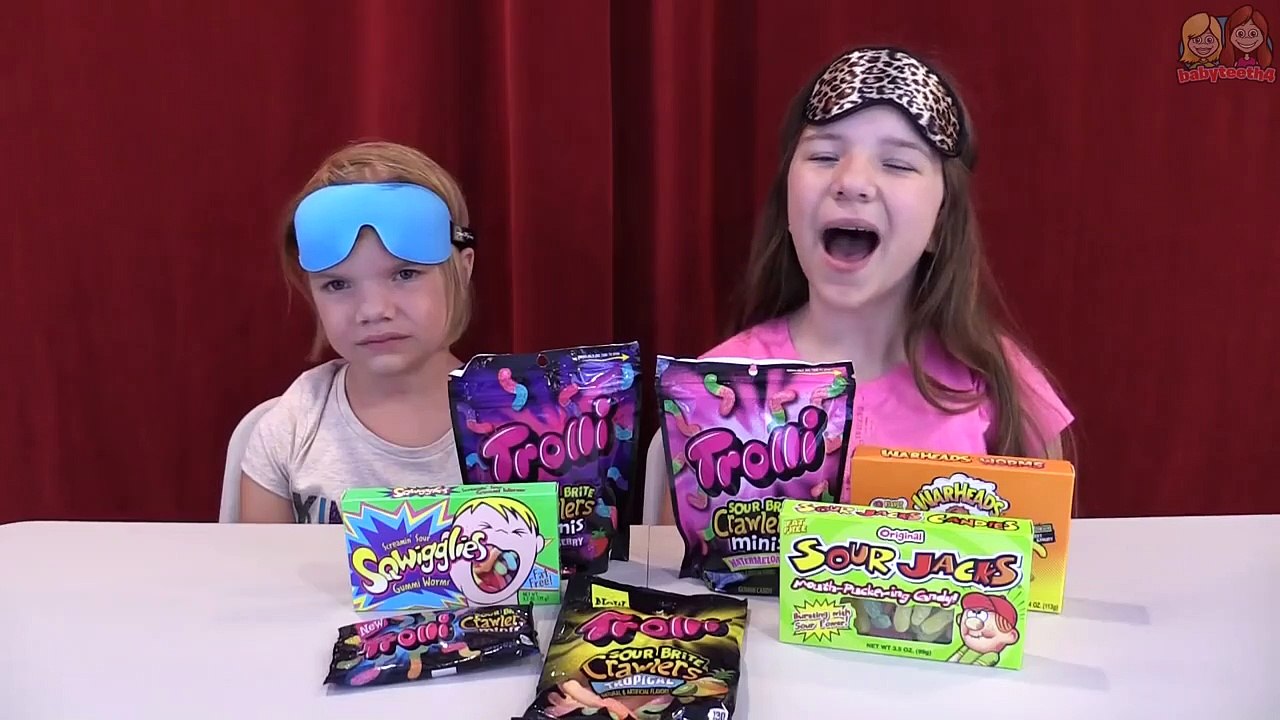 Sour Gummy Worm Challenge! Blindfolded taste test _ How To Candy _ Babyteeth4-dW