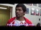 MANNY PACQUIAO DOESN'T THINK BRADLEY HAS "IMPROVED" BUT DOES HAVE "NEW STYLE" FROM LAST 2 FIGHTS