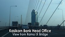 Kasikorn Bank Head Office in Bangkok view from Rama IX Bridge