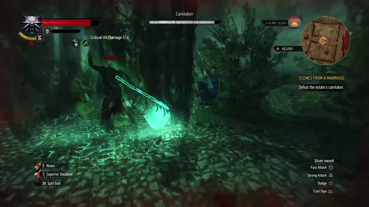THE WITCHER 3  HEARTS OF STONE HOW TO DEFEATH CARETAKER 巫师3 石之心