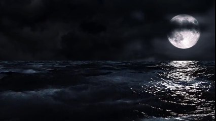 Moon Over Sea at Night