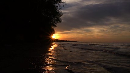 Sunset Waves Wide Shot