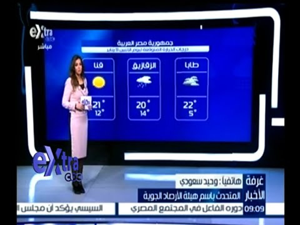 غرفة الأخبار | تعرف على درجات الحرارة المتوقعة اليوم الإثنين الموافق 11 يناير 2016