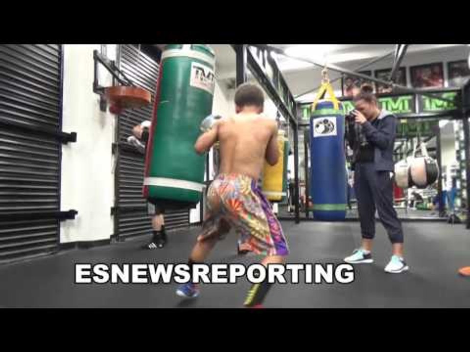 9 year old boxing prodigy working out at mayweather boxing club EsNews Boxing