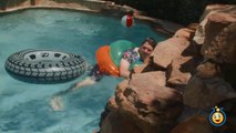 GIANT Inflatable Shark, Water Balloons Fight & Pool Tricks w_ Water Toys Family Fun Video for Kids-Ic